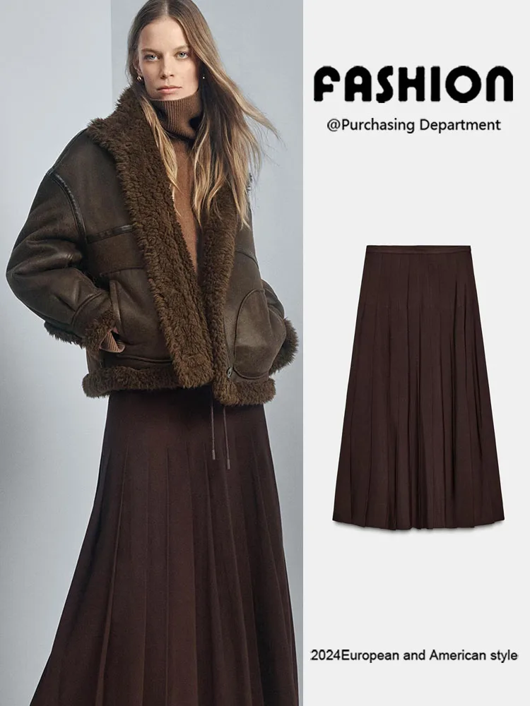 

Весна 2026, новая женская модная универсальная удобная широкая плиссированная длинная юбка, юбка длиной до пола, этнический сценический костюм