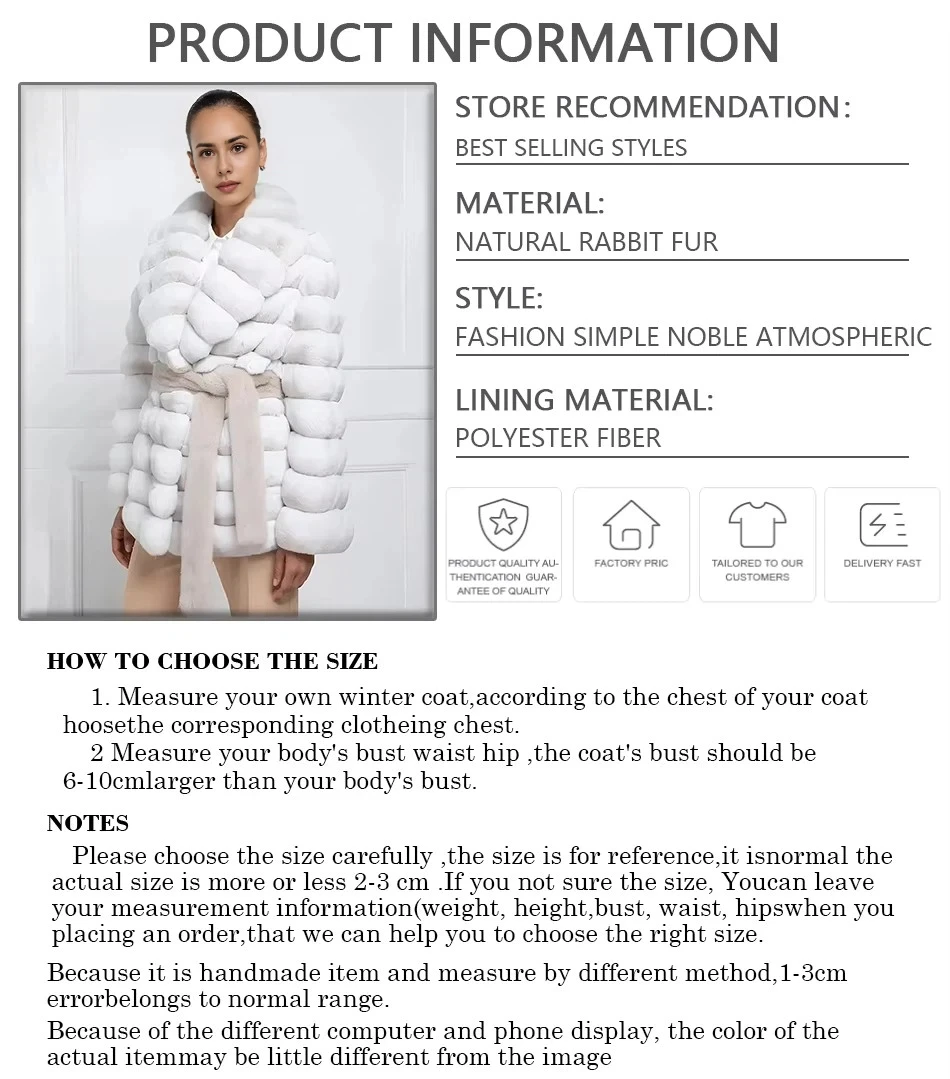 Abrigos de piel auténtica para mujer, chaqueta de piel de conejo Natural con cinturón, abrigo de piel de conejo Chinchilla Rex, chaqueta de invierno de lujo, nuevo