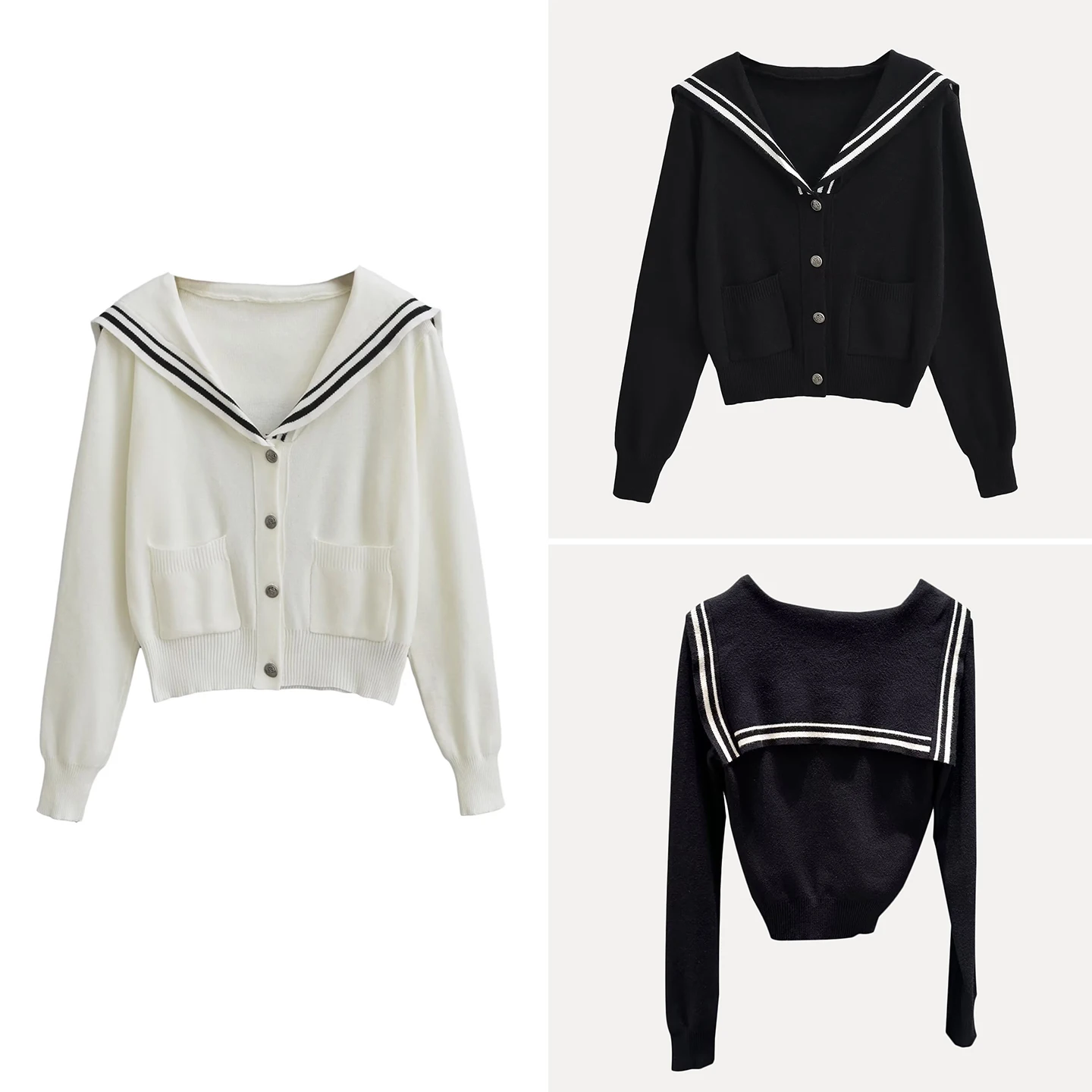 

Модный простой вязаный открытый кардиган с воротником темно-синего цвета, женское осеннее новое поступление, брендовый дизайн Z Sle Ele mat