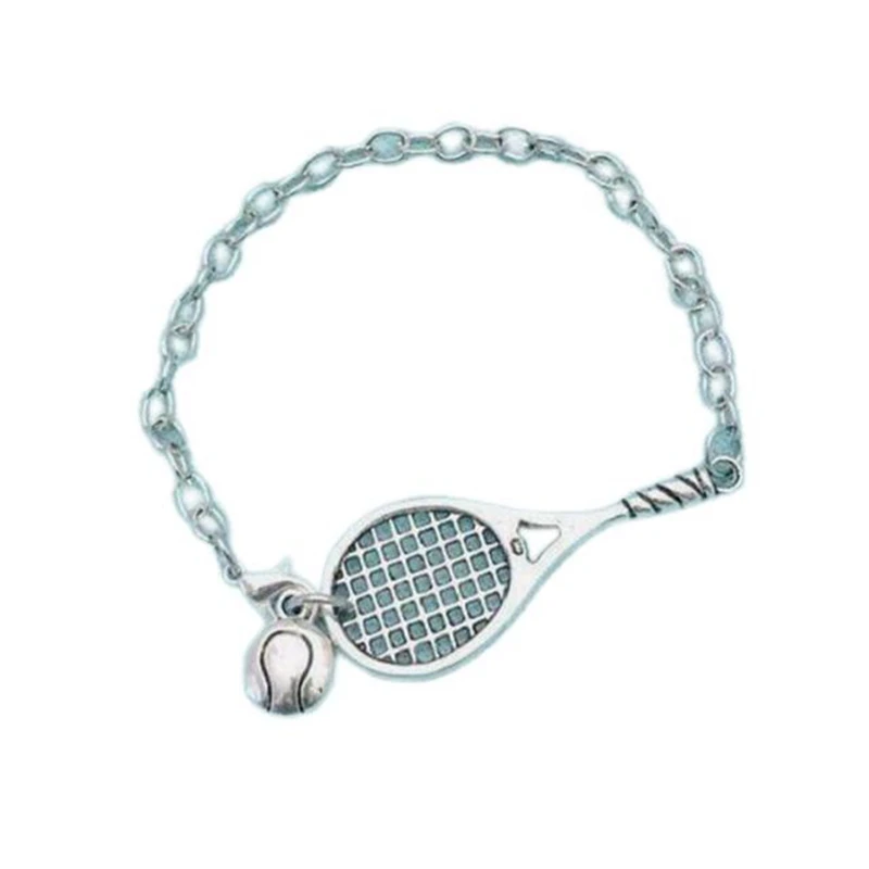 Tennis Racket & Ball Bracelet Vintage Charm Chain Sport Cuff Bracelet For Women Jewelry Steampunk Friendship Crafts Gift Bijoux