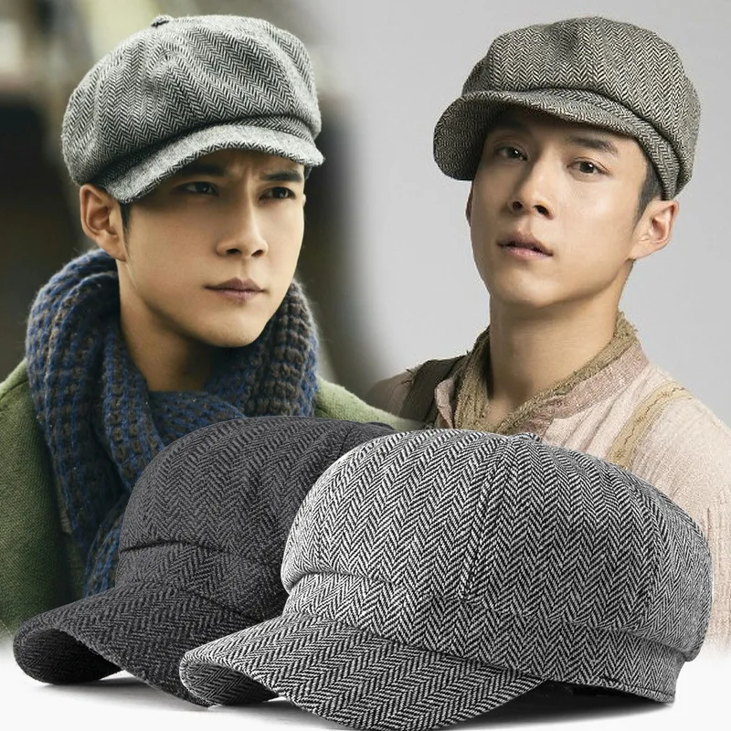 Casquette Four Seasons Cotton Washed Newsboy Hat Male Beret Men And Women Retro England Visor Big Head Cap