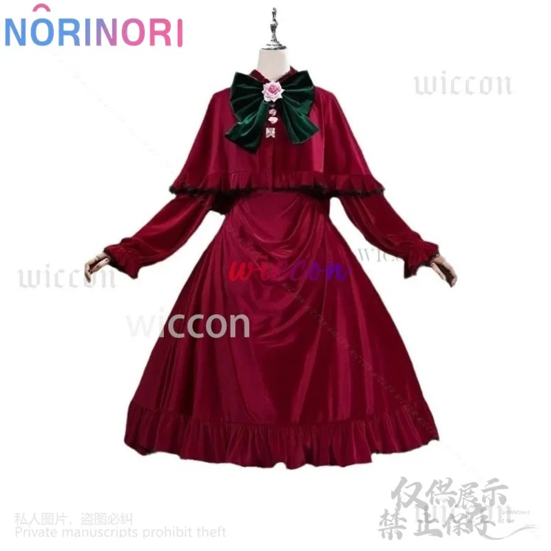 애니메이션 신쿠 코스프레 로젠 메이든 의상 레드 벨벳 드레스 로리타 모자 헤드웨어 가발 여성용 할로윈 파티 맞춤 제작