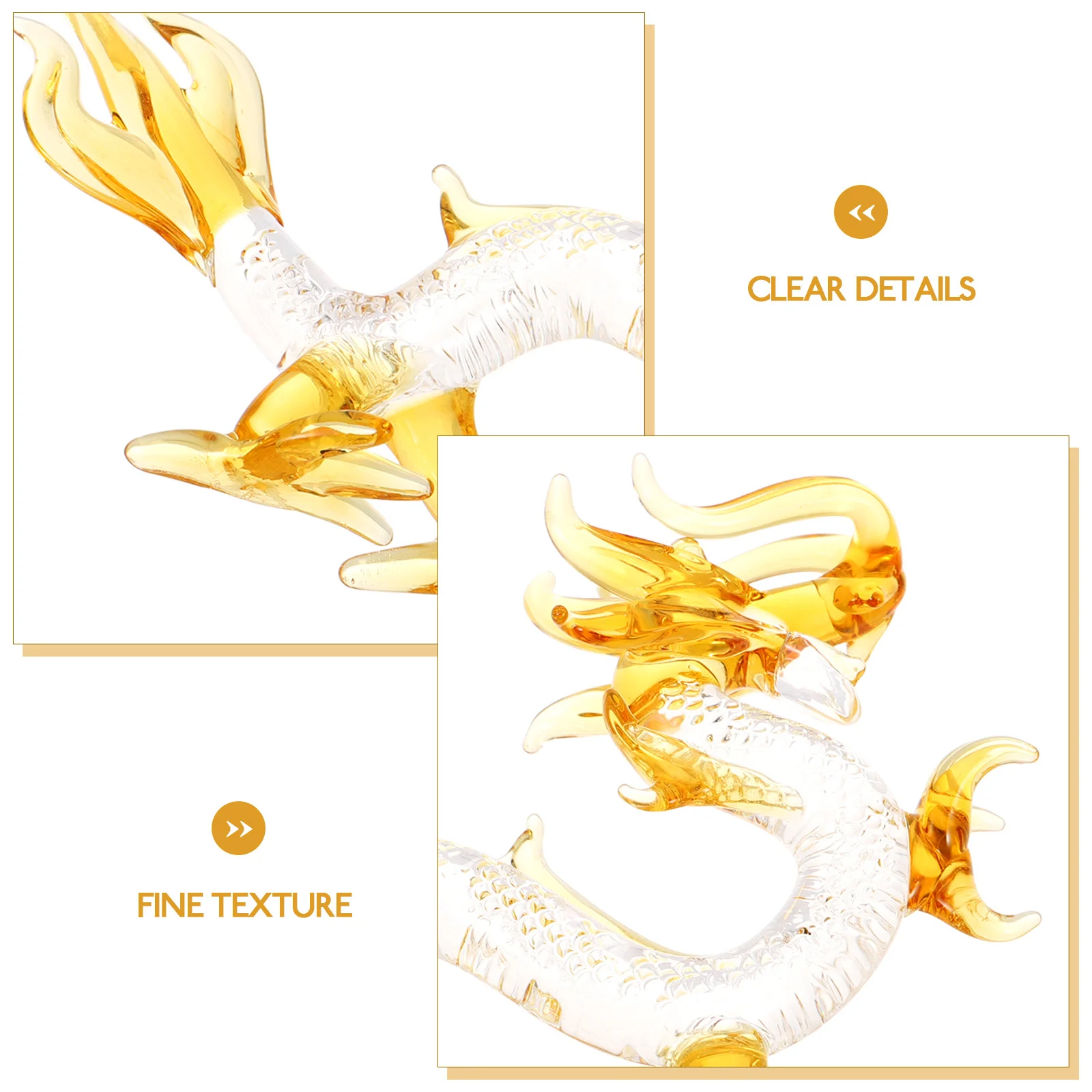 

Amber Glass Dragon Sculpture Zodiac Animal Statue Tabletop Decor Desktop Ornament for Home Lucky Statue