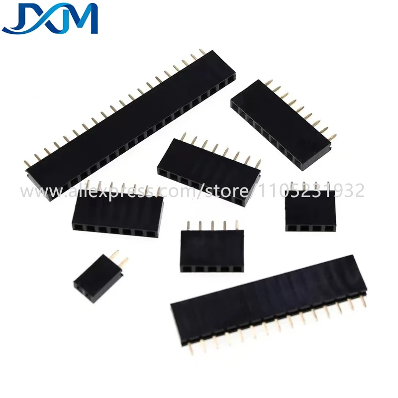 20pcs/lot 2.54MM Pitch 1x2P 3P 4P 5P 6P 8P 10P 12P 14P 15P 18P 20P 25P 40P PCB Female Pin Header Connector Straight Single Row