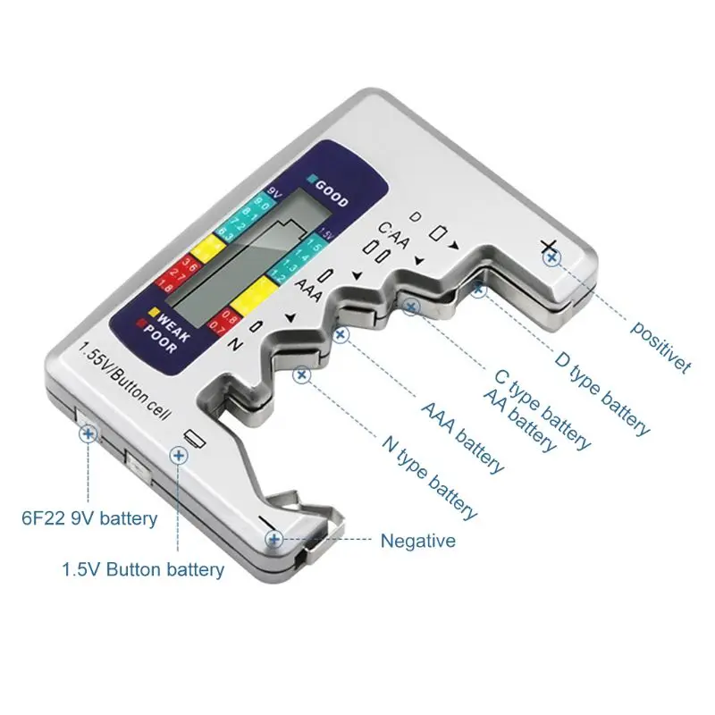 D AA AAA 9V LCD 디스플레이 버튼 셀 배터리 측정기 표시 볼트 테스터 검사기