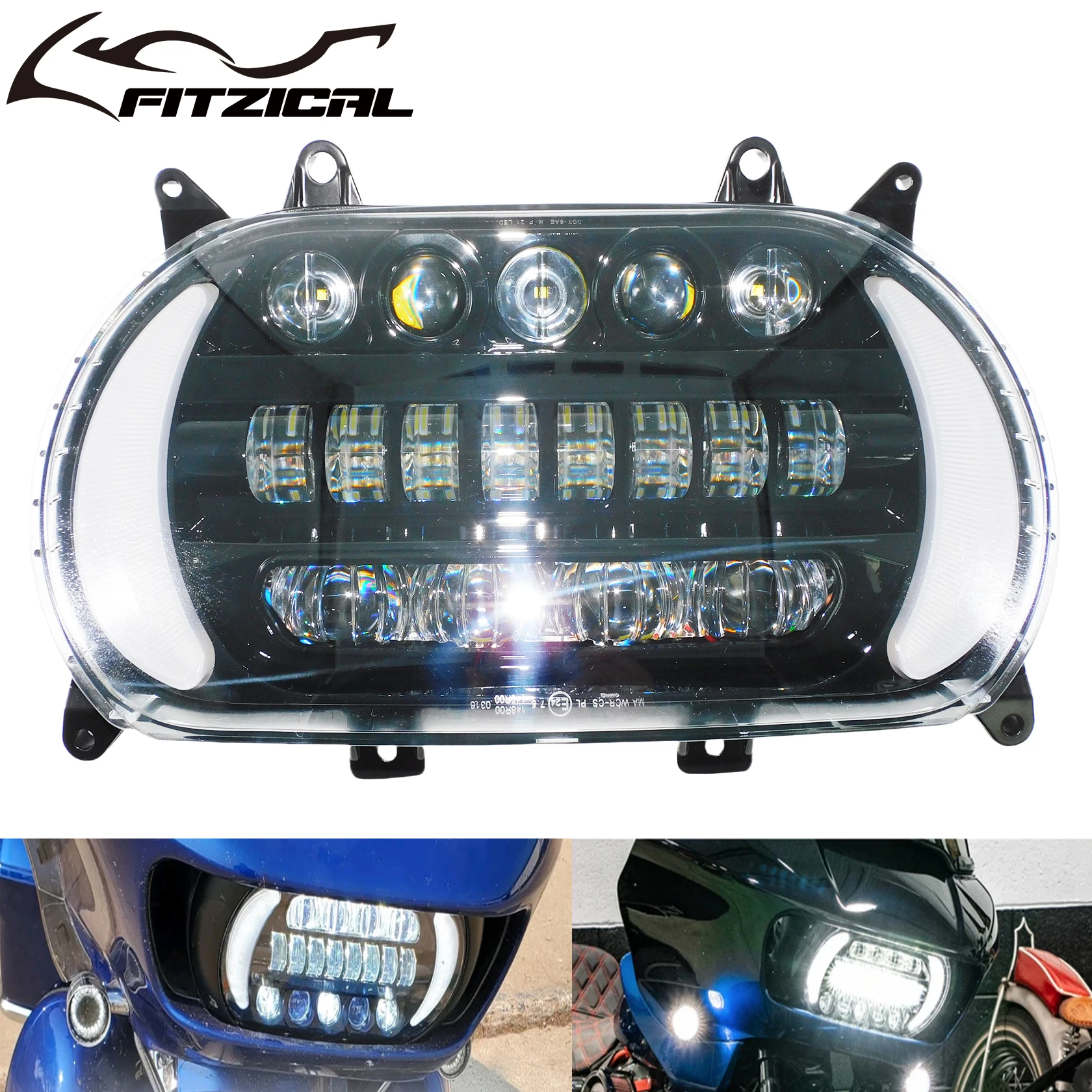 Motorcycle LED Headlight Front Lamp High Low Beam Turn Signal Daytime Running Light For Harley Touring Road Glide FLTRX 2015-Up