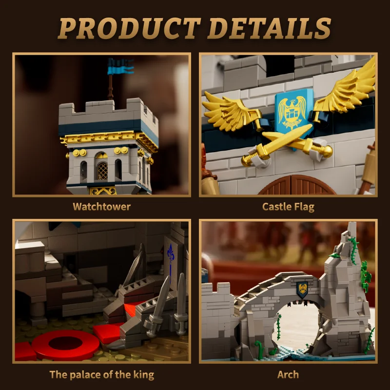 2363PCS Medieval Fortress Building Blocks Street View Model Toys Foldable Nest City Azure Throne Bricks Desktop Ornaments For Ideal Gifts view 4