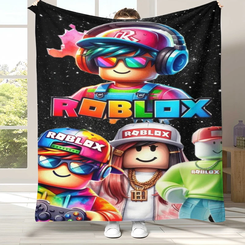 Game R-Robloxs Cartoon Flannel Blanket,Ultra Soft Warm Plush Throw for Home Bedroom Bed Sofa Cover Office Camping Picnic gift