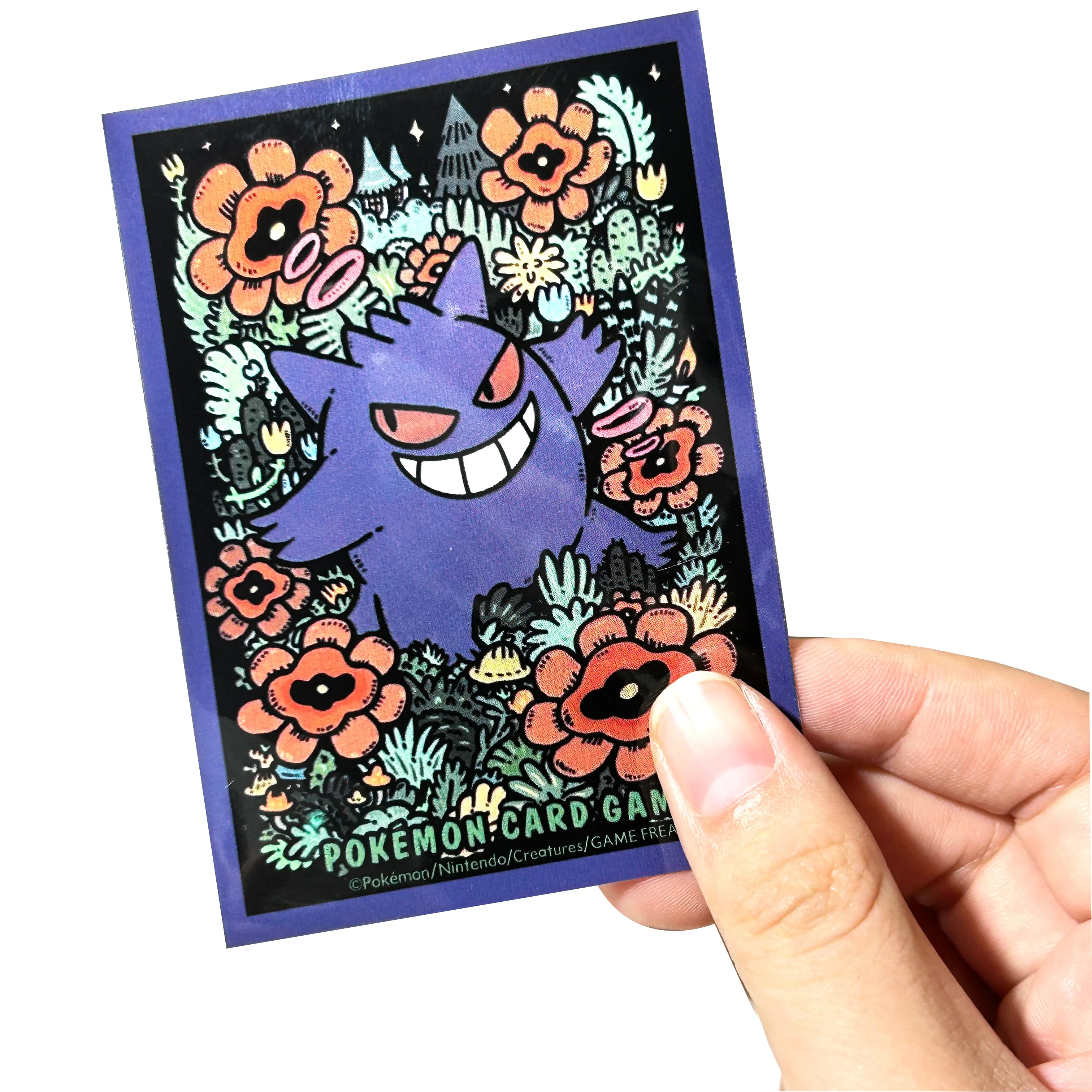 60 szt. 66x91mm Ochraniacze na karty Pokemon Cute Animes PTCG Wysokiej Jakości Karty Kolekcjonerskie Pokrowce na Gry Karciane Prezent Zabawka Gengar/Mew