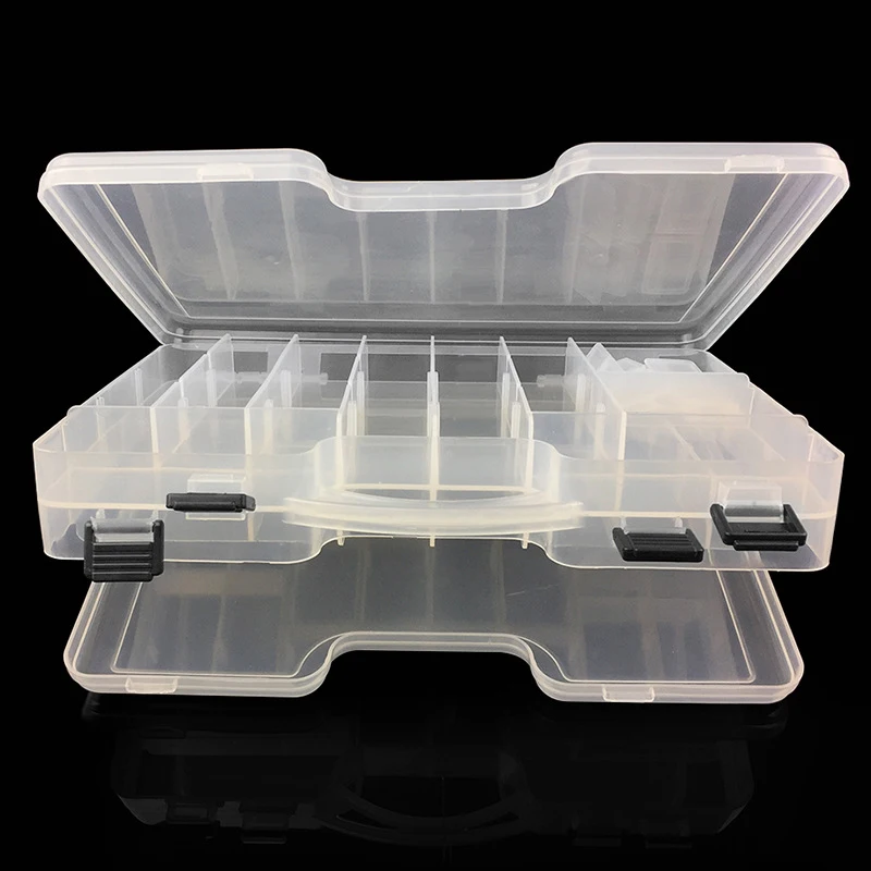 

29.5 x 19 x 6cm Durable Construction Double Layer Multifunctional Fishing Lure Box PP Material with Movable Compartments