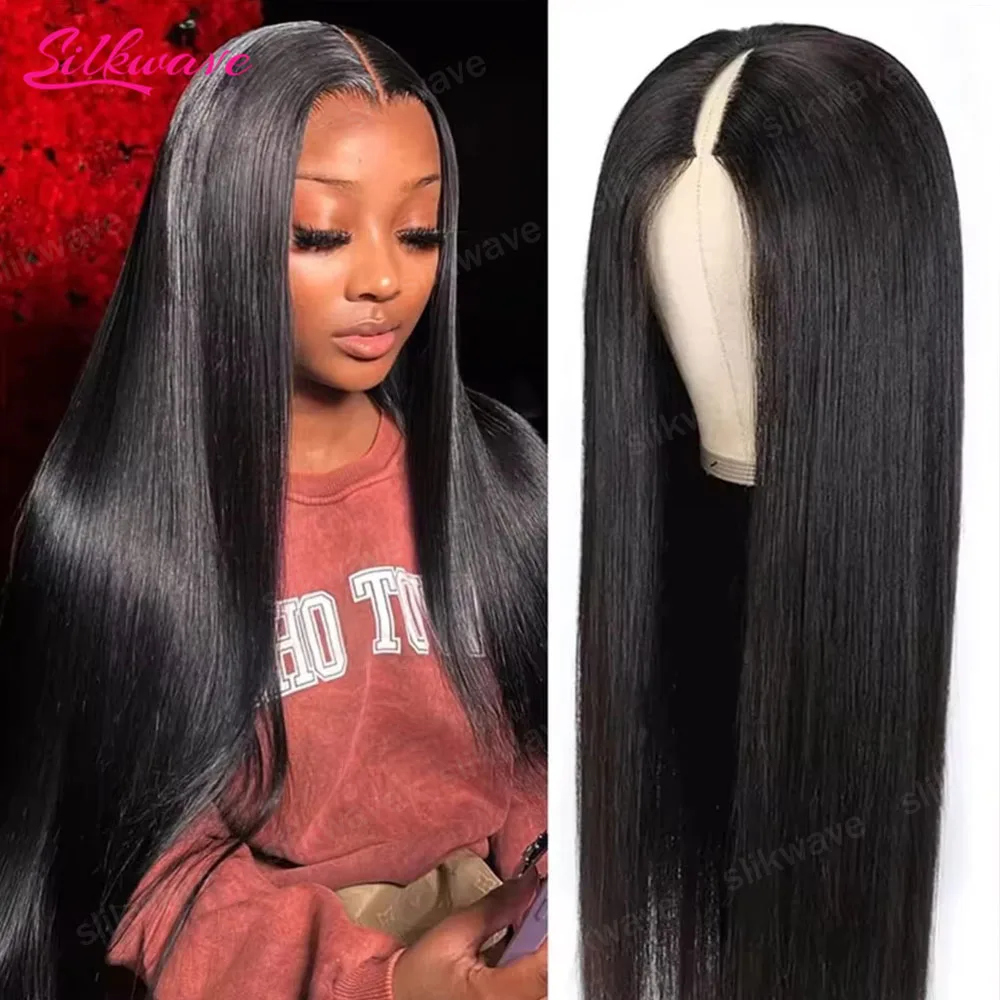 

Бесклеевой парик с V-образным вырезом из натуральных бразильских волос, прямые как кость, для женщин, 30 дюймов, готовый к ношению без клея