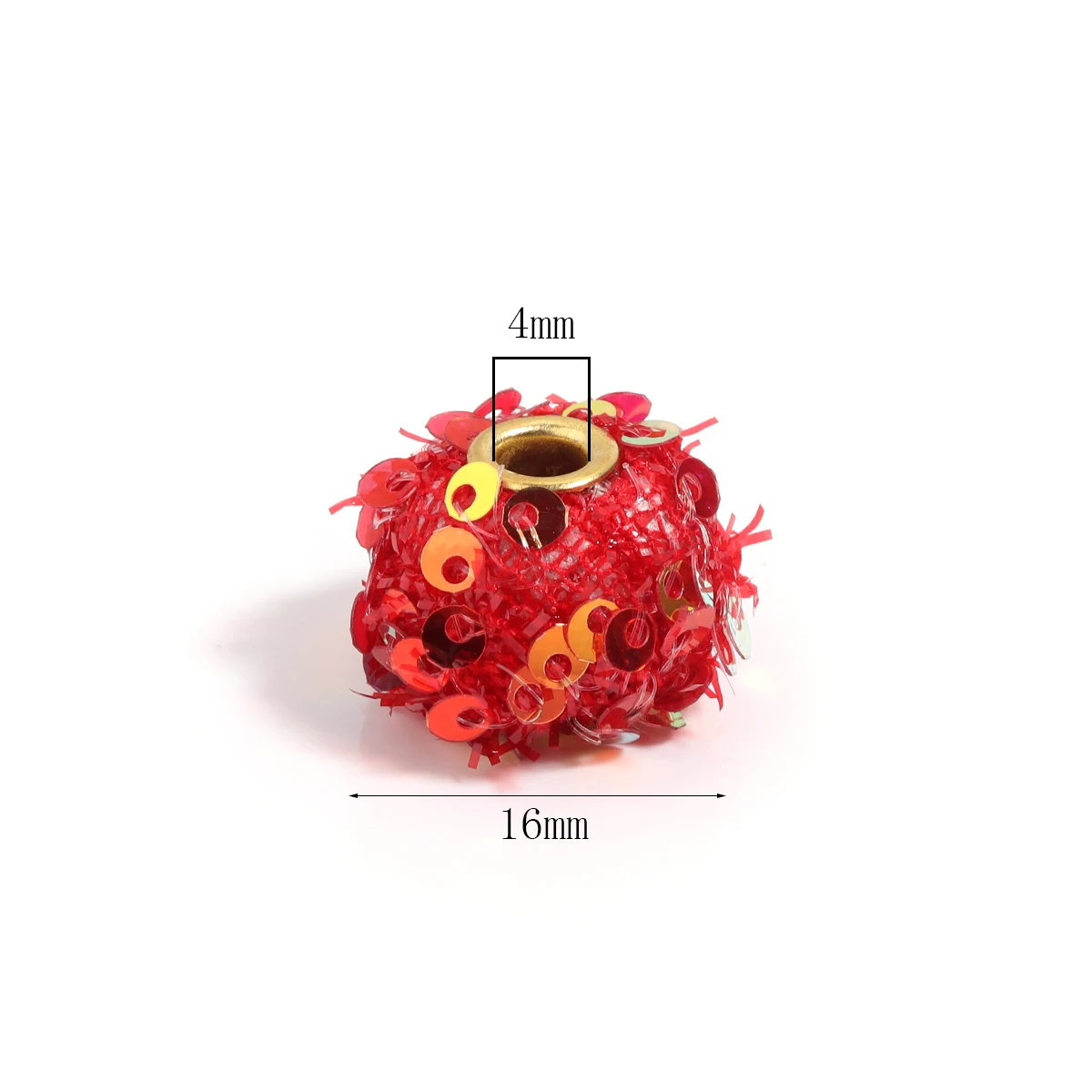 10pcs/lot 16mm Colorful Sequins Plush Ball Beads Loose Spacer Charm Beads For Crafts Making DIY Keychains Bag Chain Accessories