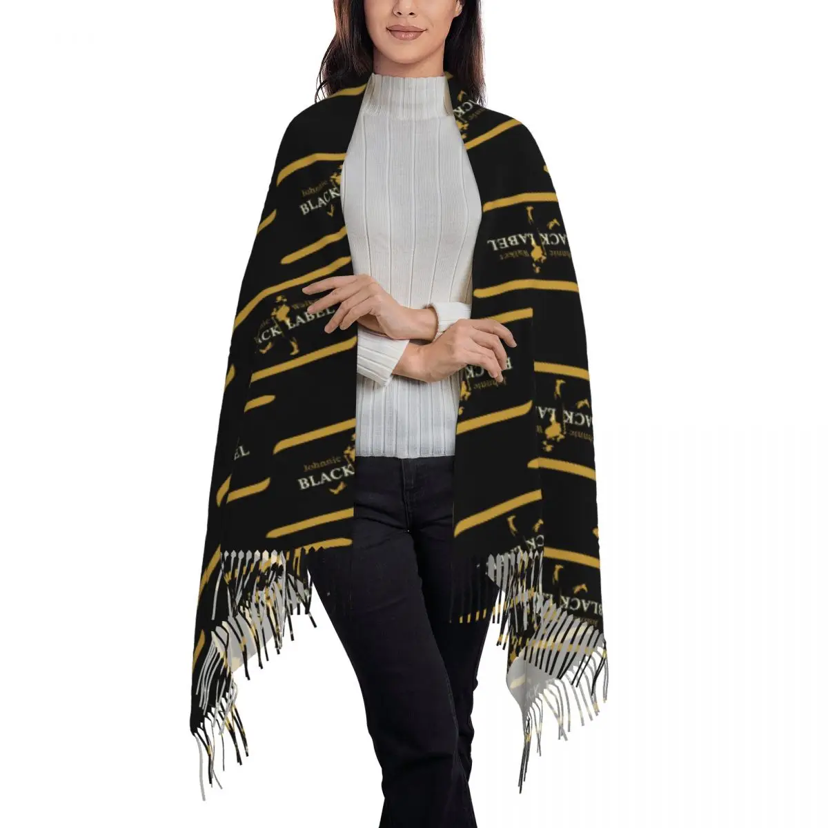 Johnnie Walker Scarf Tassel Scarves Women Soft Warm Shawls and Wraps Large Fall Winter Shawl Wrap