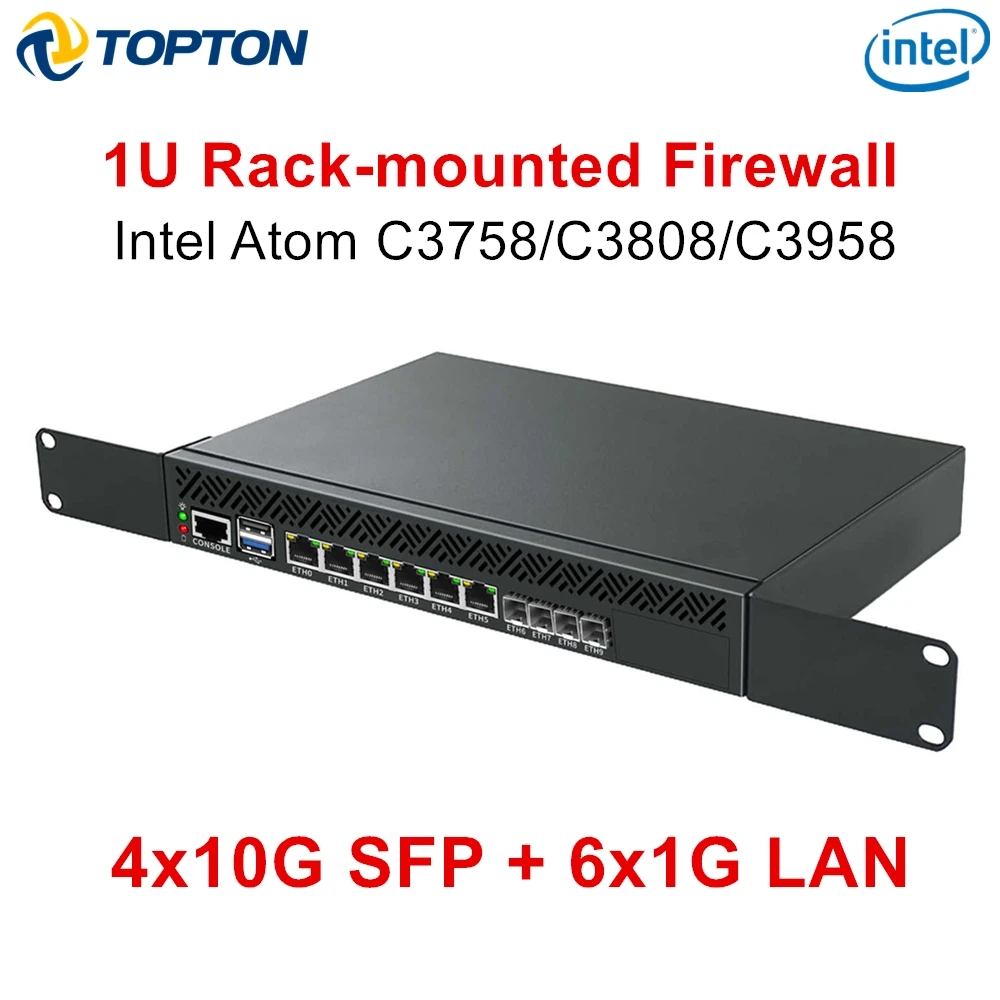 Topton 1U Rack Mounted Firewall Mini PC Intel Atom C3758 C3808 C3958 4*10G SFP 6*1G LAN DDR4 NVMe pfSense OPNsense NAS Server Topton 1U Rack Mounted Firewall Mini PC Intel Atom C3758 C3808 C3958 4*10G SFP 6*1G LAN DDR4 NVMe pfSense OPNsense NAS Server