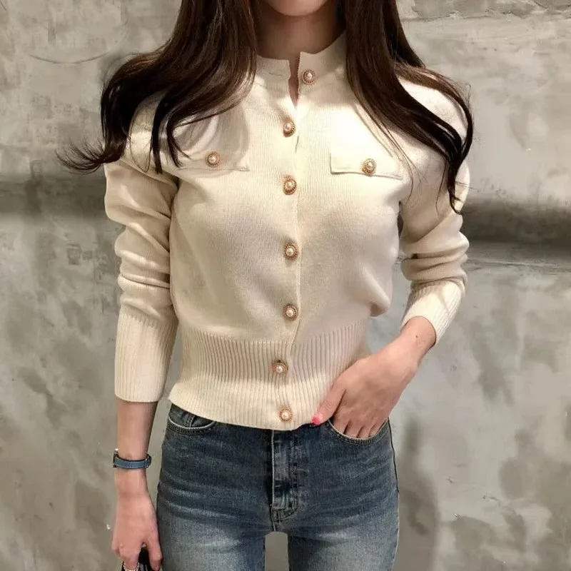 

Tight knit cardigan women's short, thick, slim fit autumn and winter new sweater retro long sleeved small jacket top