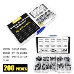 10 values TO-92 power transistors kit triode 2N2222 2N2907 2N3904 2N3906 2N4401 2N4403 2N5401 2N5551 2N7000 TL431 TL431A