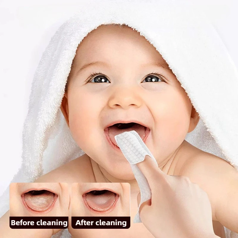 32/64/128 قطعة الطفل منظف الفم غطاء الاصبع فرشاة أسنان الطفل غير المنسوجة النسيج اللسان غسل رعاية صحة أسنان الطفل #1