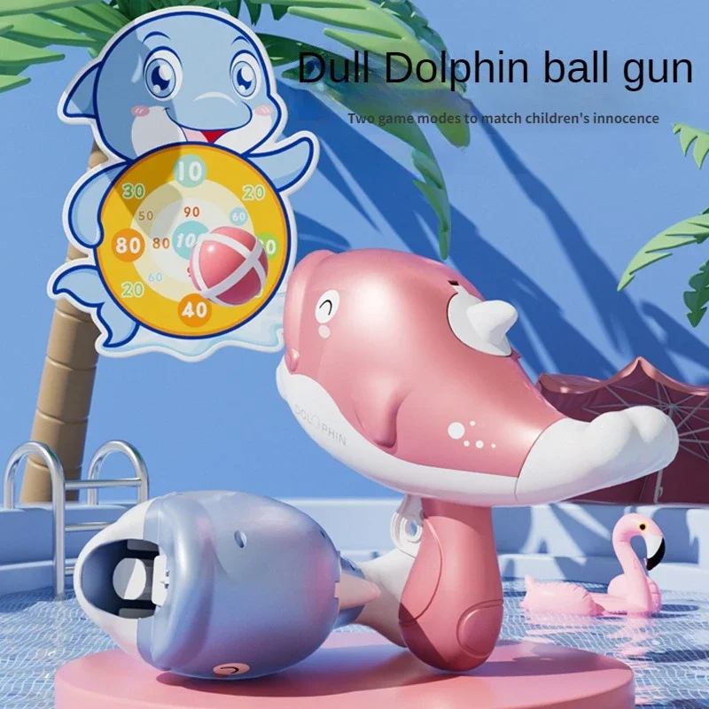 Children's Dinosaur Ball Gun Cute and Fun Dolphin Sticky Ball Target Shooting Indoor Parent Child Interactive Sports Toys