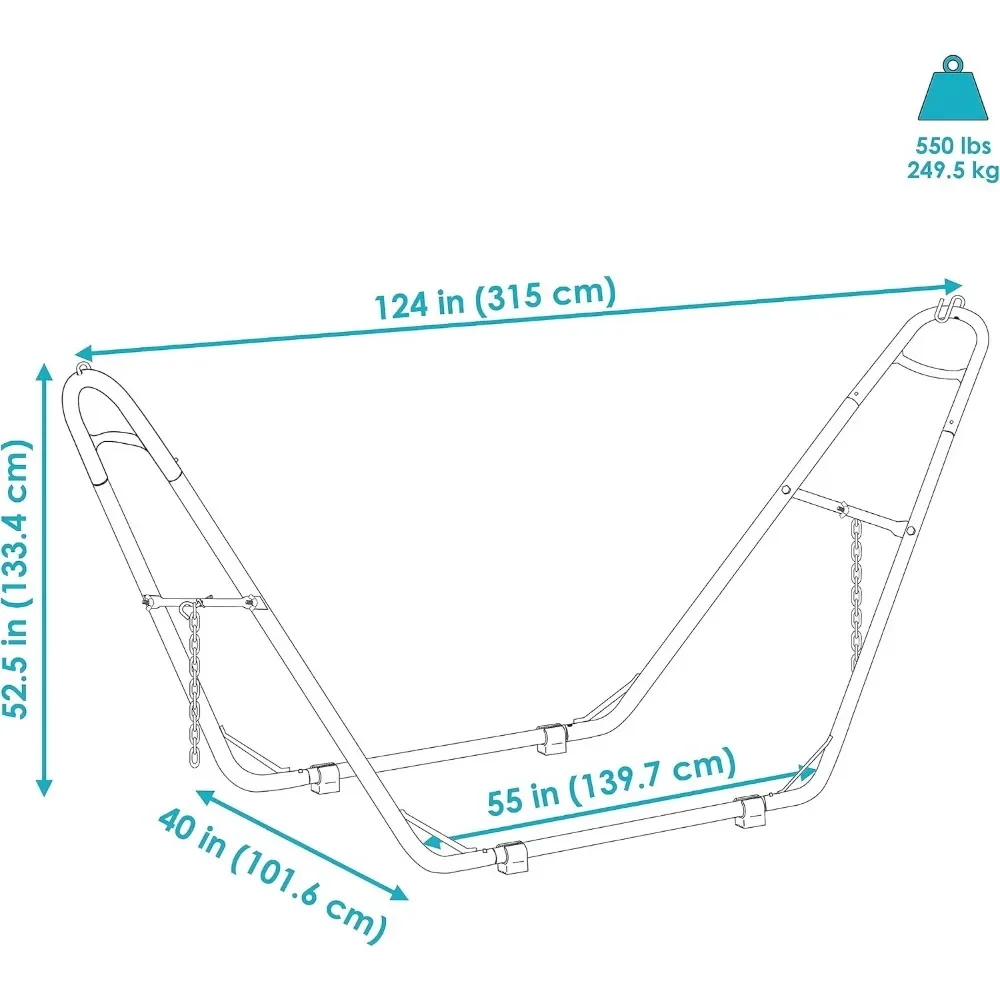 Heavy Duty aço ao ar livre Hammock Stand, Universal 2 pessoas, 550 quilos de capacidade, apto para 9 a 14 pés