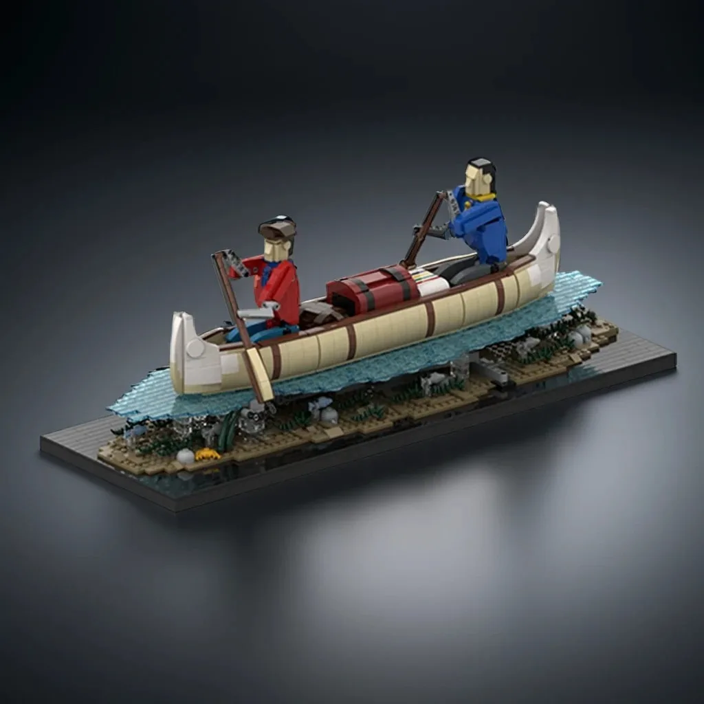 

2033Pcs Voyageurs Automaton Paddling a Canoe MOC Historical Fur Trader Mechanical Education Building diy Block Birthday Toy Gift
