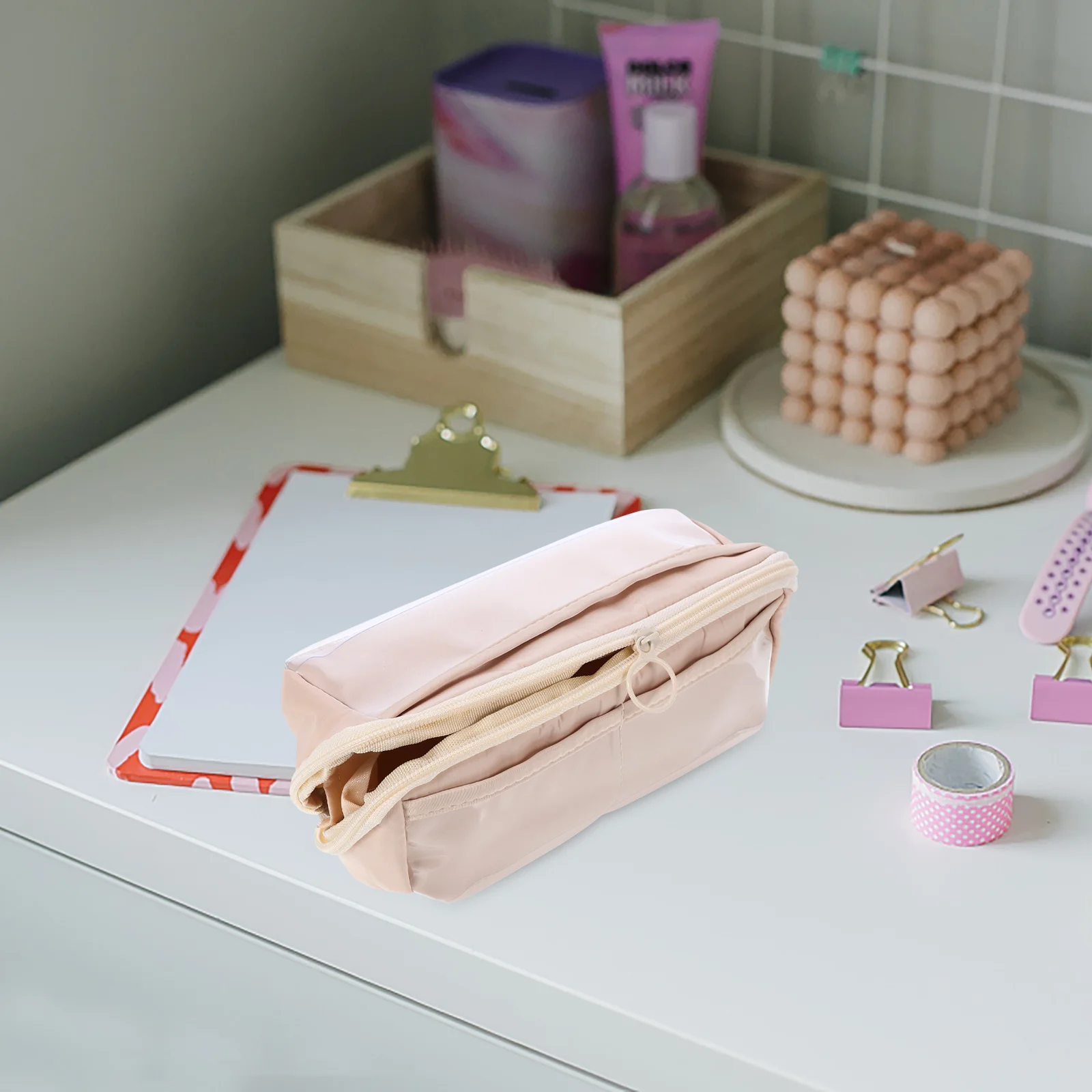 

Pencil Case Large Capacity Bag Convenient Hard Zipper White Decorative Stationery Heavy Duty Pouch
