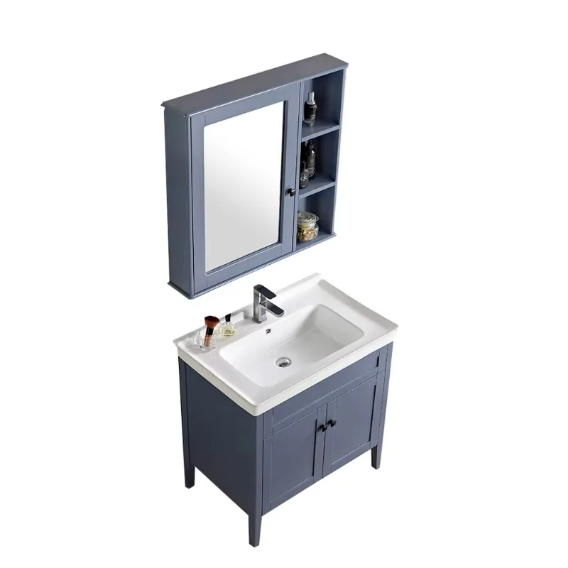 America Style Solid Wood Furniture Bathroom Vanity Floor Mounted Modern Desgin   Set