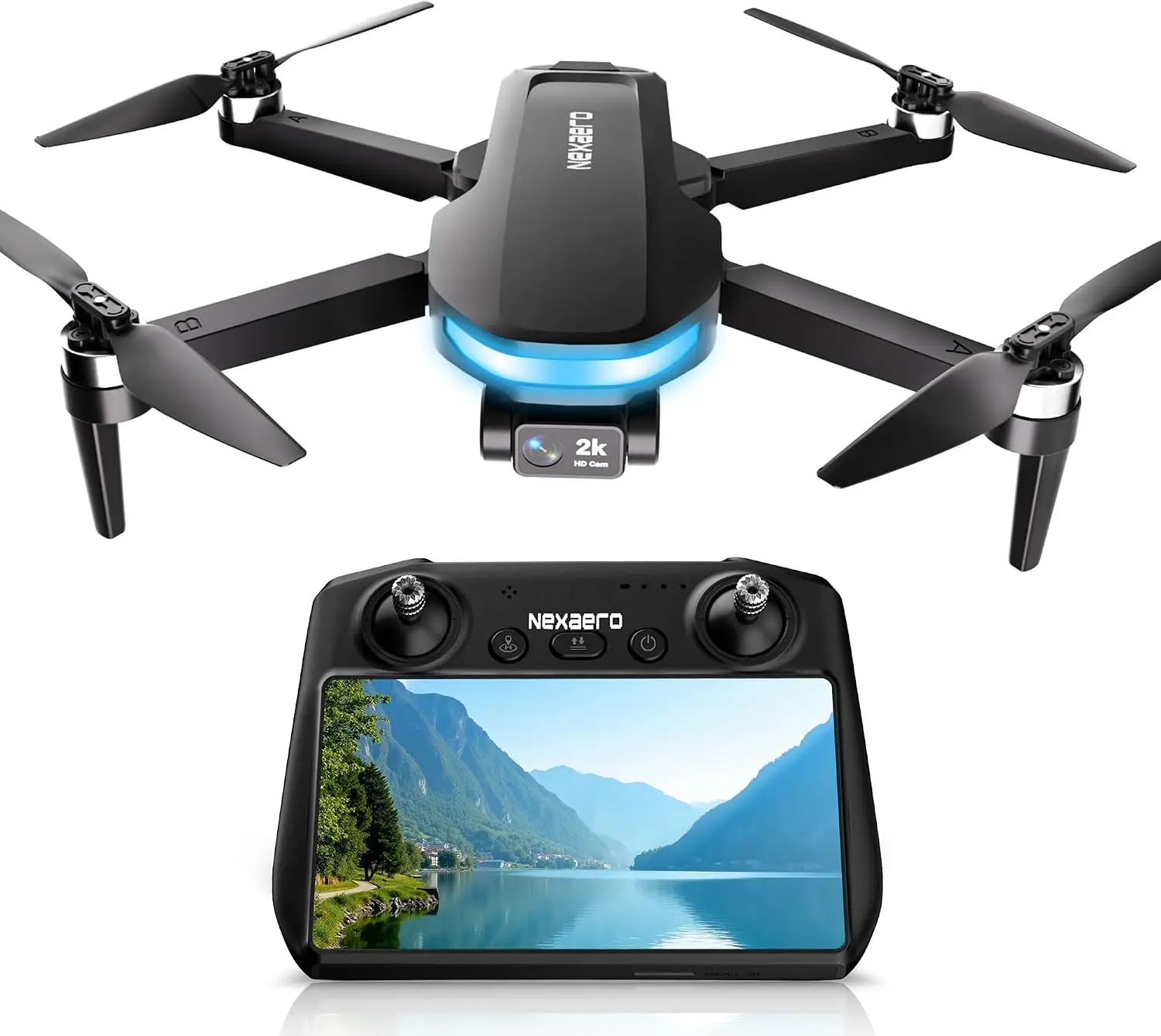 GPS Drone EIS 2K Camera Adults Remote 7.22 Inch Screen FPV RC Al Track Night Shot Professional GPS Auto Return Follow Me Beginne