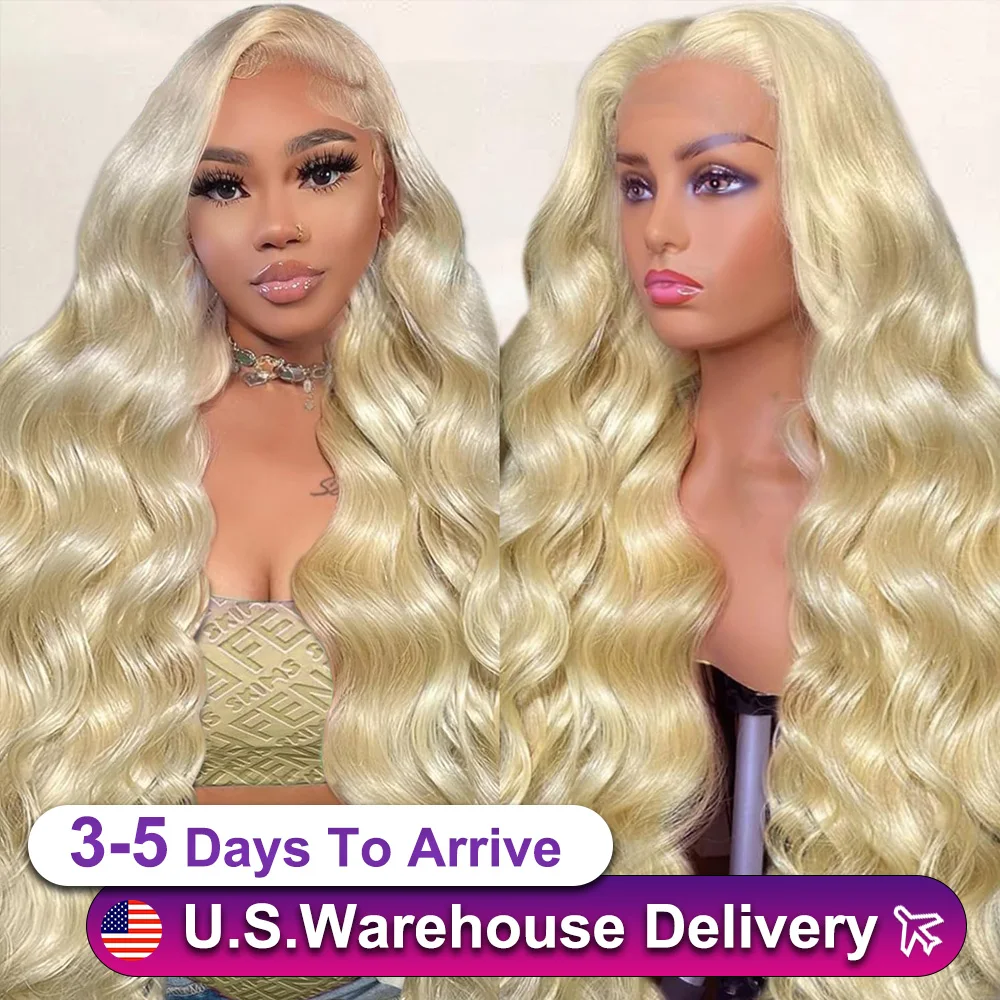 Brazilia Lace Frontal Wig 13x6 Body Wave loose waves wig human Blonde Colored hair humain 100 natural 38Inch curly wigs