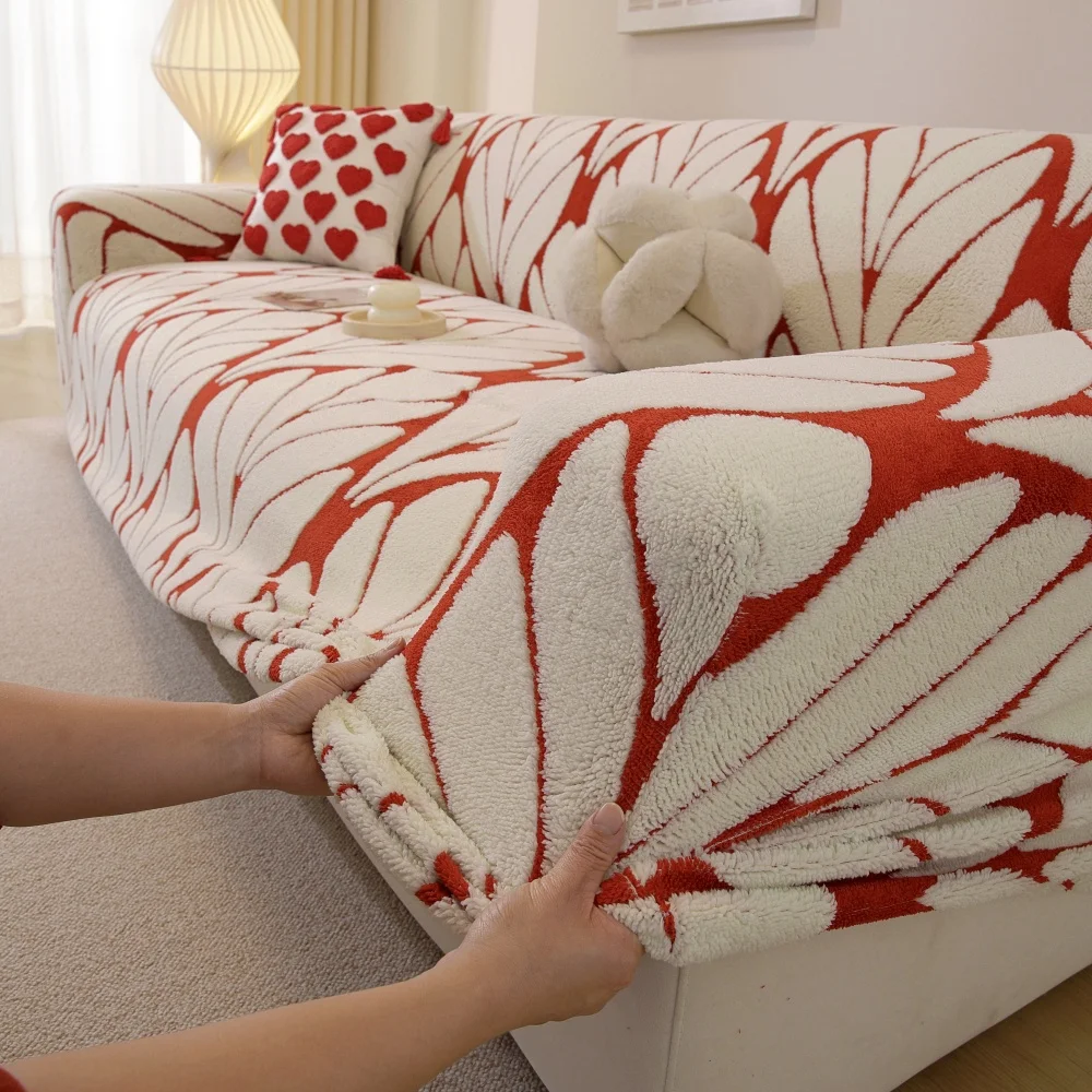 

Чехол для дивана из хлопкового велюра кремового цвета, противоскользящая жаккардовая подушка для дивана, осенние и зимние покрывала, пледы, полотенца для дивана.