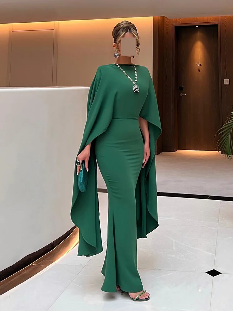 Jirocum Elegant Mermaid Prom Dress Women Green Chiffon Simple Party Evening Gown Ankle Length Special Occasion Gowns custumized