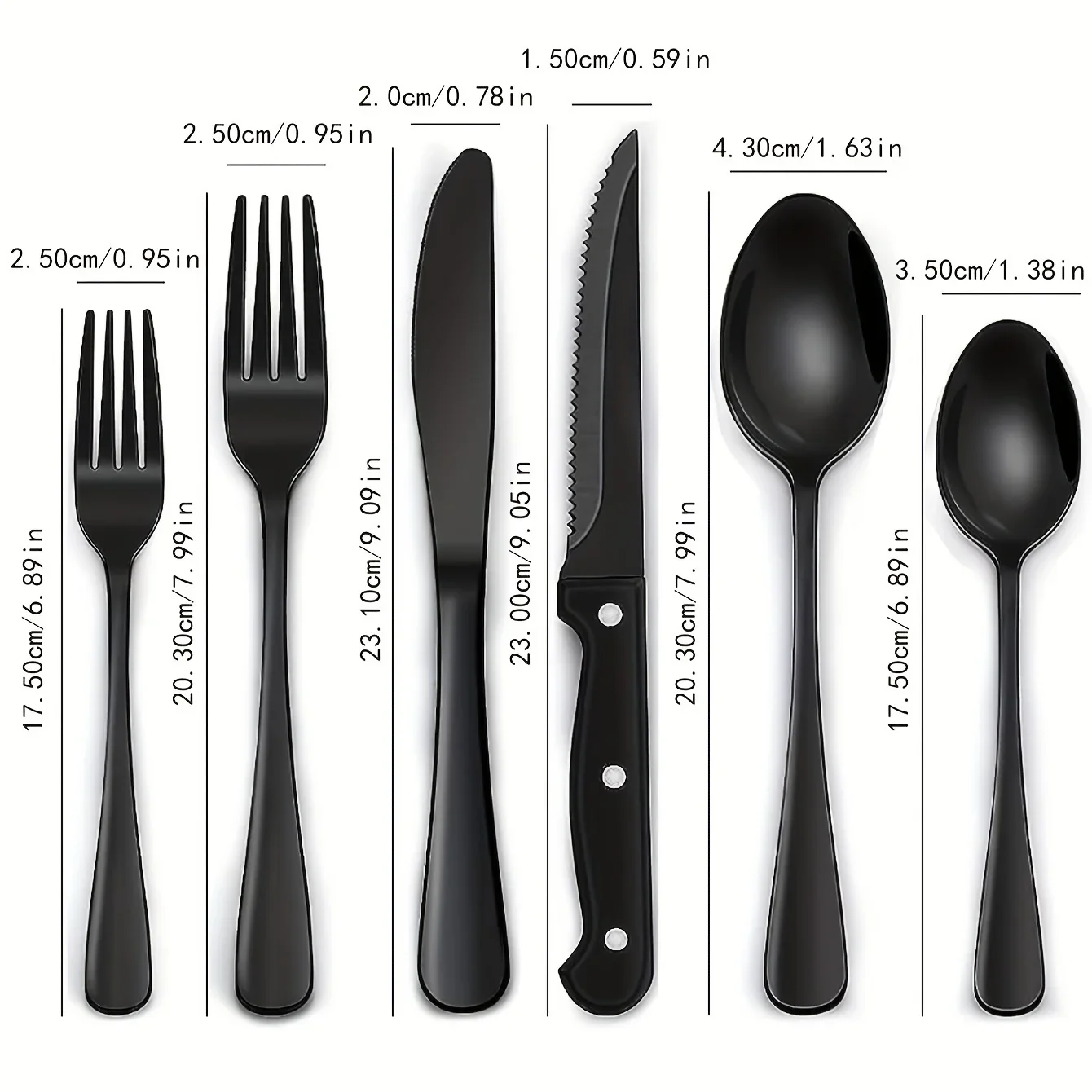 30-Piece Black Stainless Steel Silverware Set with Steak Knives Food-Grade Flatware Cutlery Tableware for Home Dining
