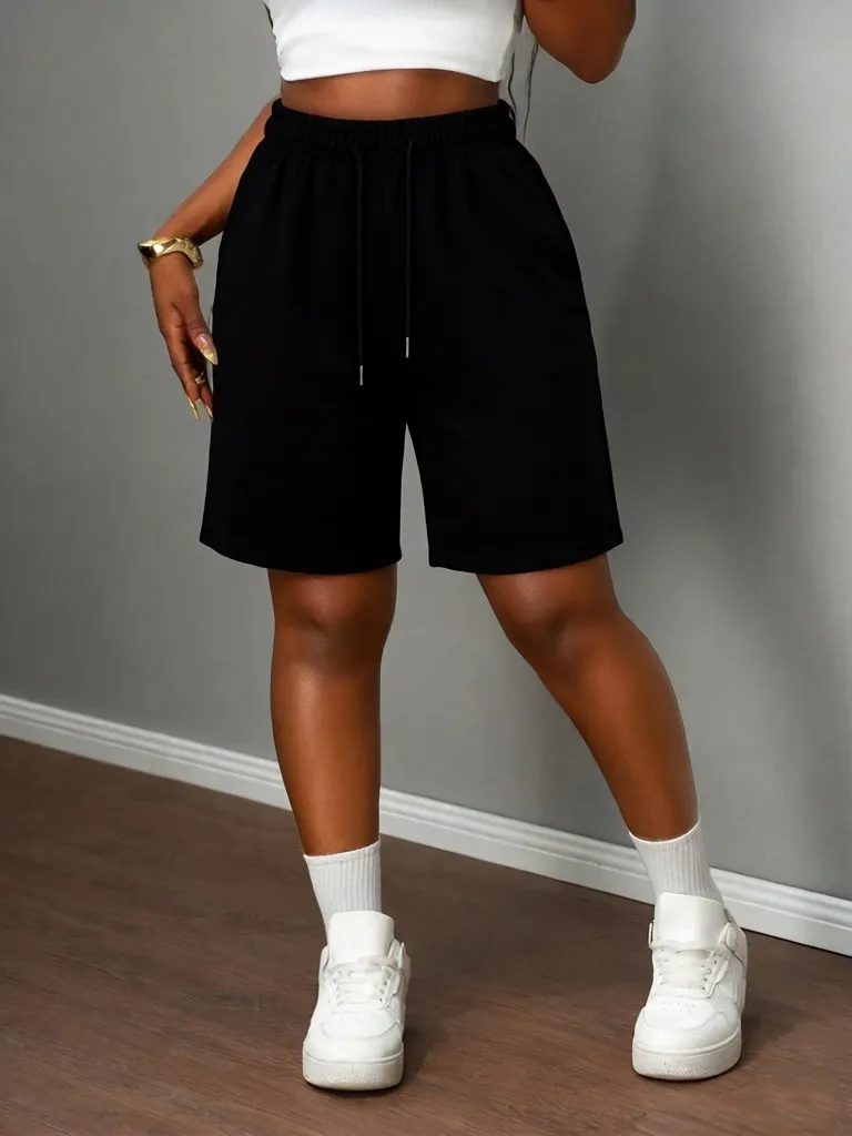 Fitness Summer Loose Sweatpants Woman Casual Simple Sport Bottom Running Cool Pocket Shorts Fashion Classic Stretch Short Pants
