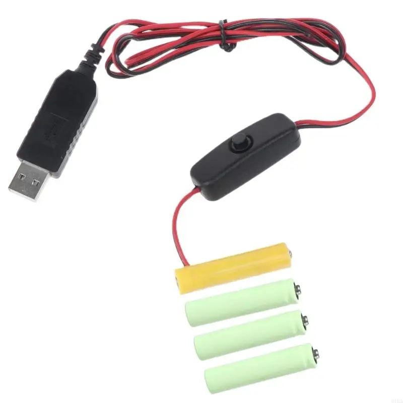 31KA USB Power Converter Battery Cable Cord Repalce for 4x 1.5V AAA for 6V LED Light Electronic Remote Toy