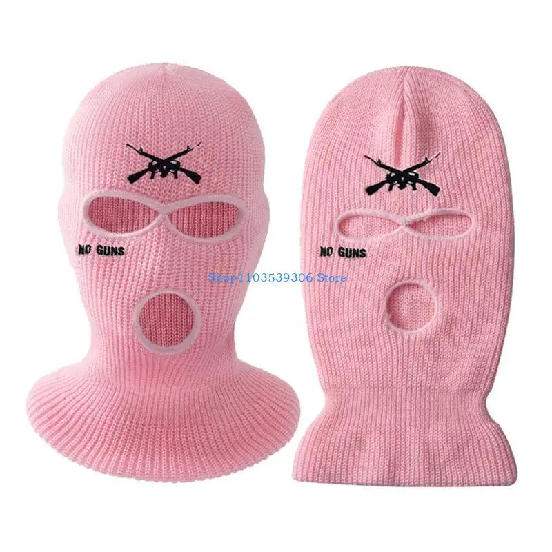 400A تأثيري العصابات القبعات ثلاثة حفرة يندبروف قناع الشتاء الدافئة على الجليد قبعة التطريز أقنعة دراجة نارية مريحة #1