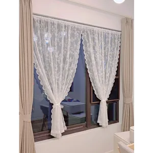 Painel de cortina de bolso com haste transparente de renda floral 12 principais vendas cortinas em renda - №1