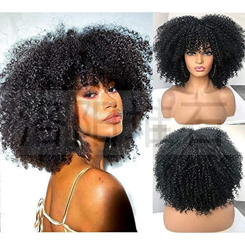 , European and American women's , African fluffy small curly , synthetic fiber wig, in stock