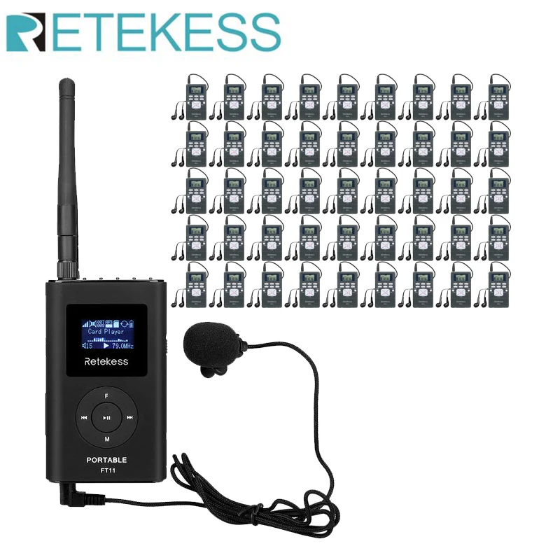 

Retekess FM Transmitter Receiver Wireless Tour Guide System 1 FT11 FM Transmitter 45pc PR13 FM Radio Receiver For Tour Meeting