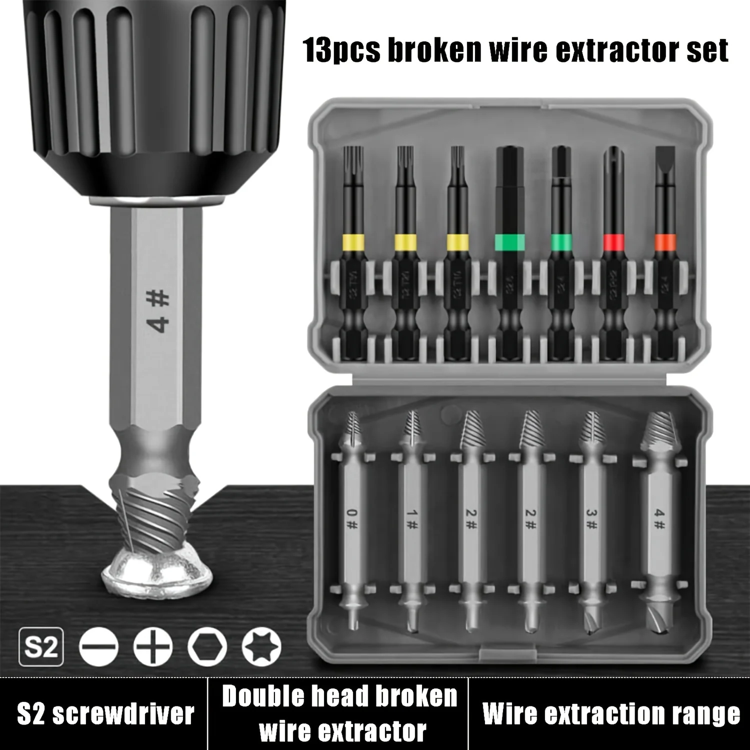 

Damaged Screw Extractor Kit Stripped Screw Extractor Set Hand Tools for Broken Bolt Extractor Screw Remover Sets