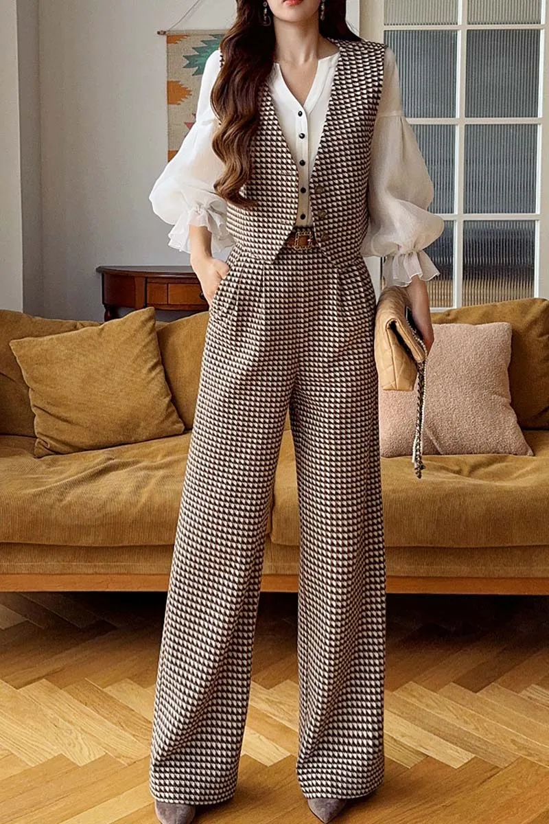 DABUWAWA Tienda Vestidos Elegantes Para Mujeres Wide Leg Pants Empire Legging American Retro Bird Lattice Trousers Y2K DA1CLP004
