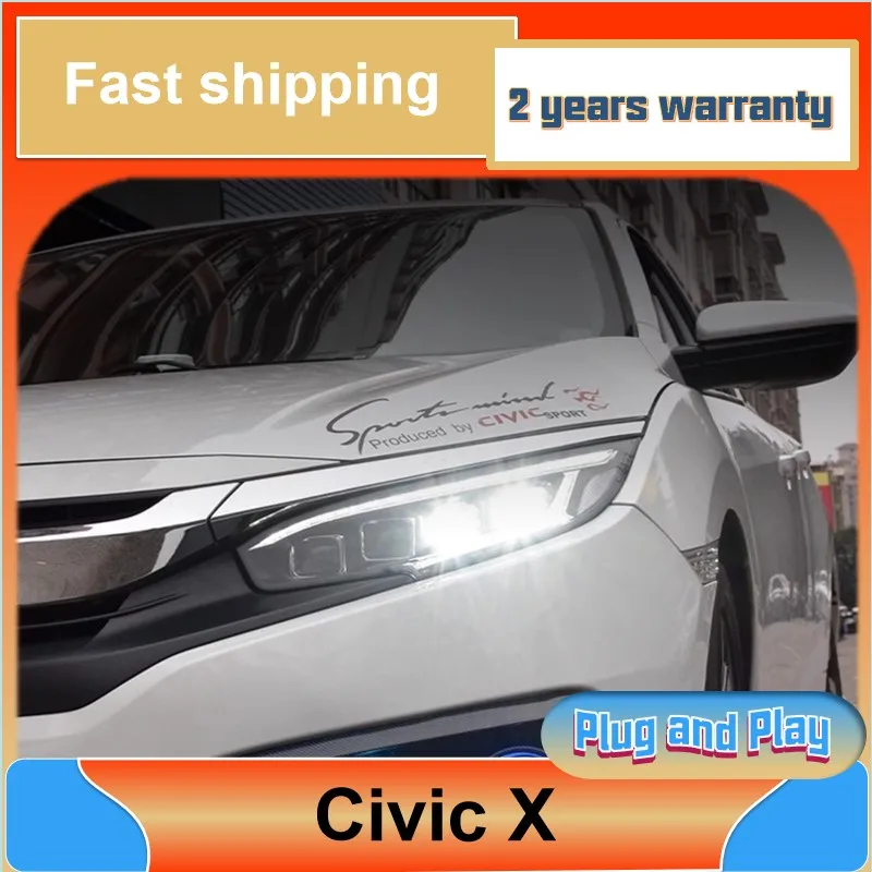 

Стайлинг автомобиля для Honda Civic 10th Head Light 2016-2021 Civic X фары DRL указатель поворота ближний свет линза проектора