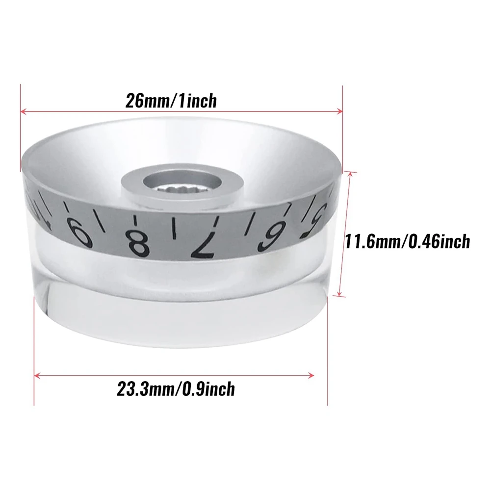 NALFI-4Pcs Volume Tone Speed Control Knobs For Les Paul LP Style Bass Electric Guitar Parts, Transparent Silver