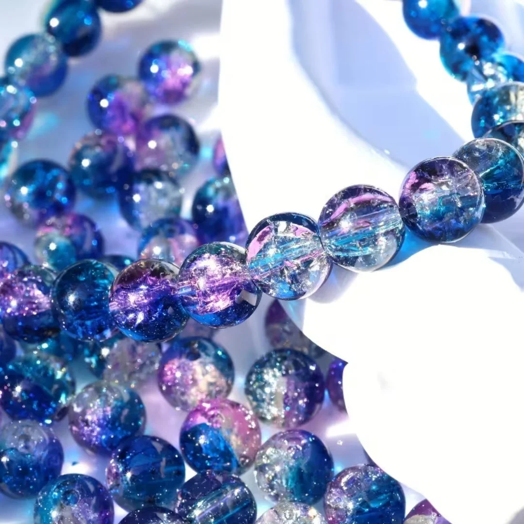 8mm White Blue Purple, Cracked Beads, Acrylic Bead Decoration, DIY Loose Beads, Accessories, Decorations, Clothing, Holiday Gift