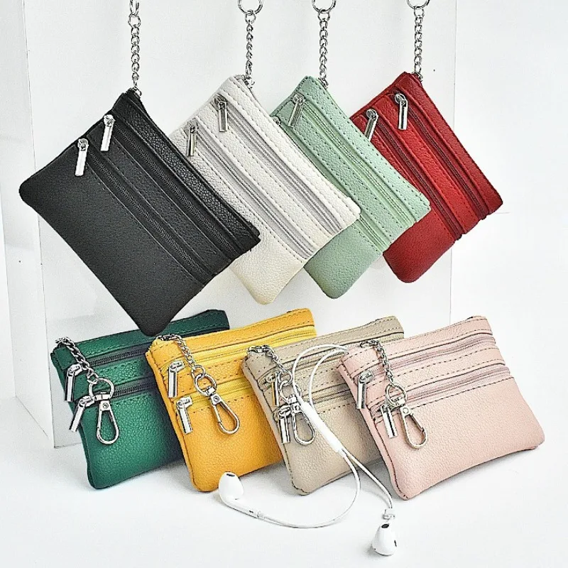 Fashion Leather Coin Purse Women Small Wallet Change Purses Mini Zipper Money Bags Men Pocket Wallets Key Holder