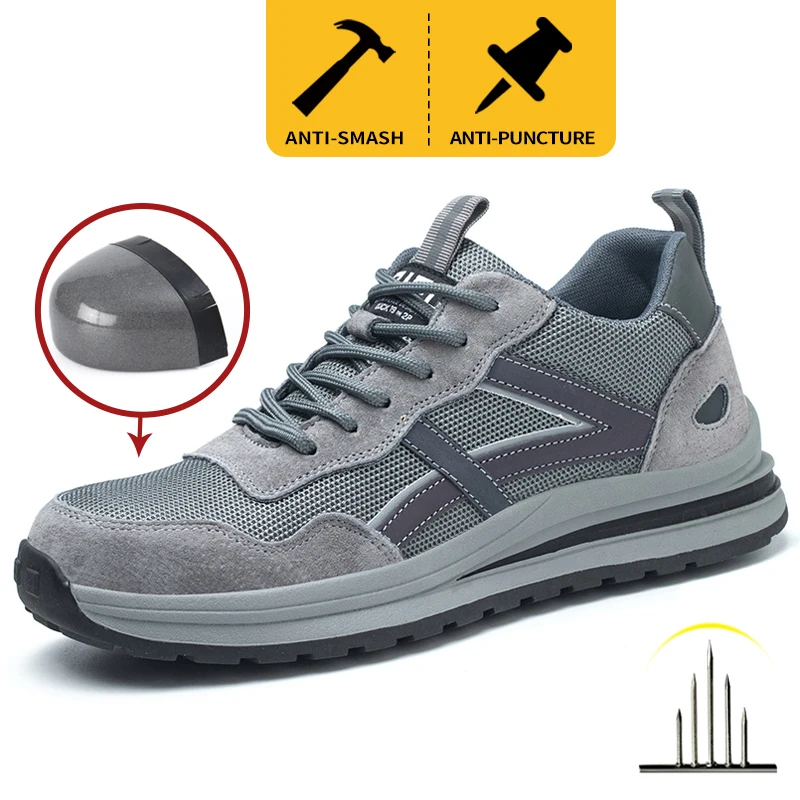 Men's Safety Shoes, Puncture Resistant Work Boots, Fashionable Sports Shoes, lightweight Protective Shoes