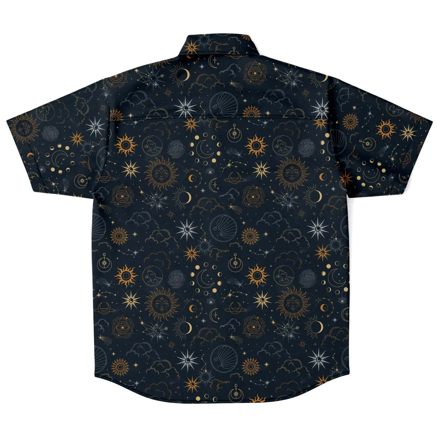 Y2k Casual Button Down Shirt Shirt Gothic Moon Star Print Men/Women Unisex Shirts Summer Short Sleeve Shirt Hiphop Streetwear