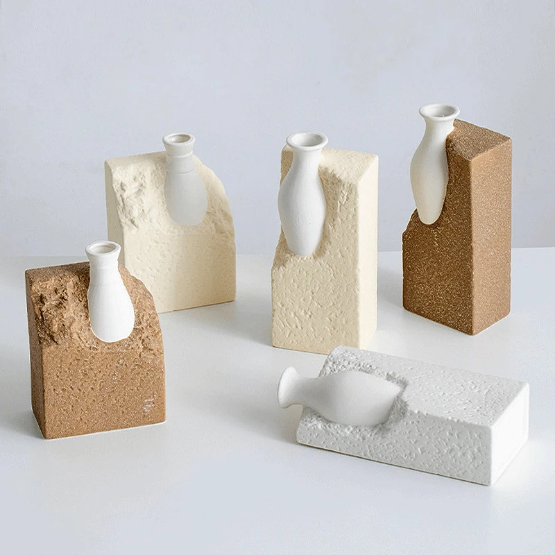 

New Style High-end Style Vase Art Living Room Decorative Item Design Sense Retro Ceramics Vases Vaas Living Room Decoration