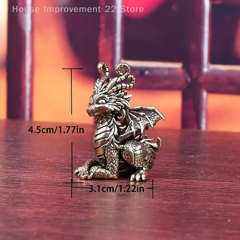 Antique Bronze Ornament Chinese Mythical Animal Dragon Statue Copper Figures Miniatures Pure Brass Dragon Paperweight Collection