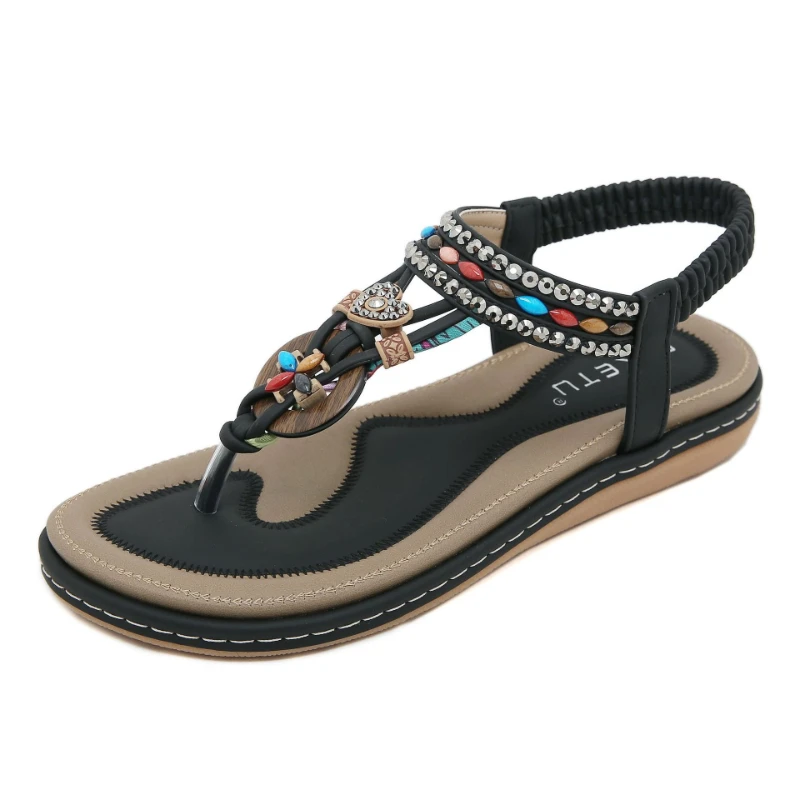 Women's ethnic style rhinestone sandals with open toe