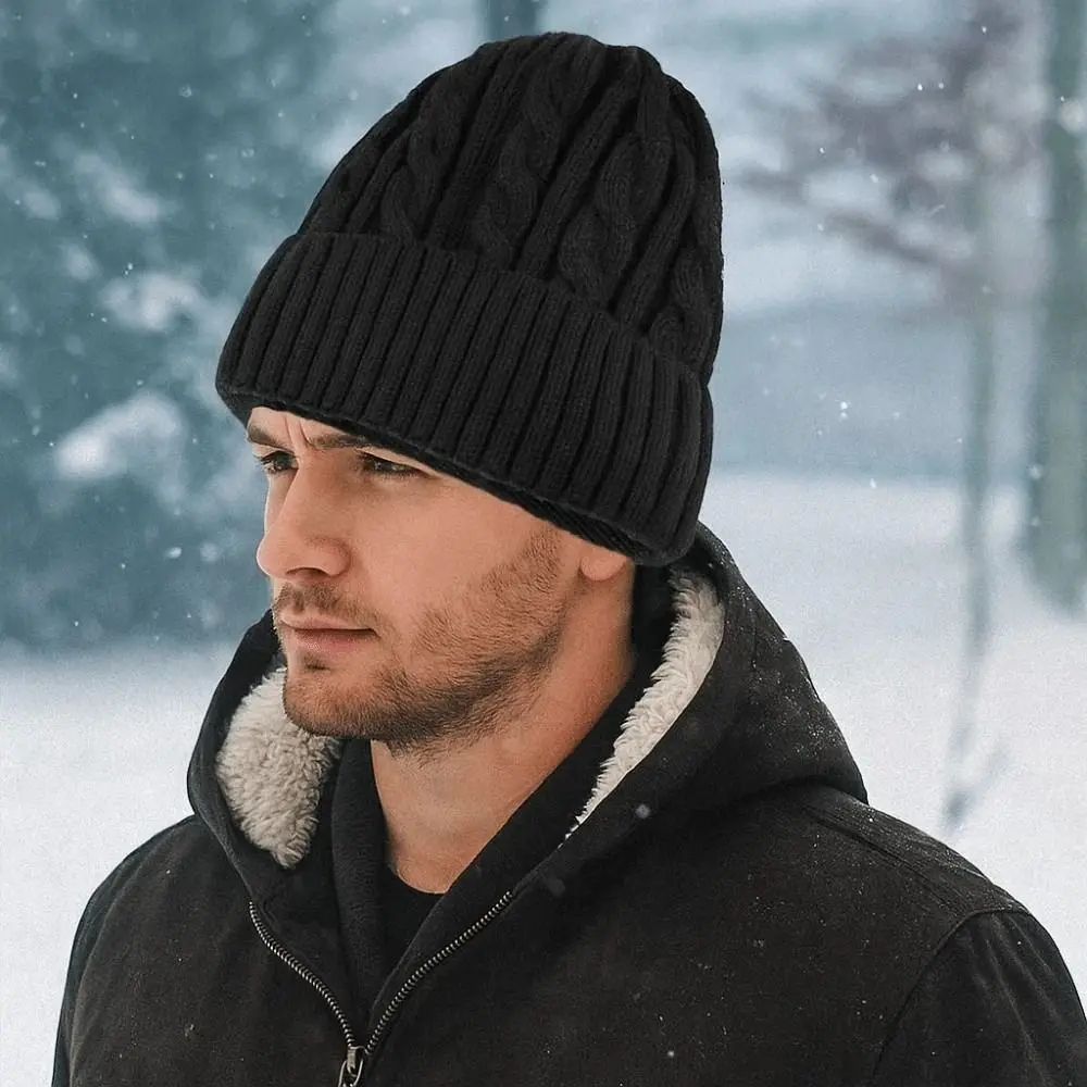 

Versatile Elastic Winter Pullover Cap Trendy Solid Color Woolen Hat All-match Dome Brimless Beanie Cap Gifts