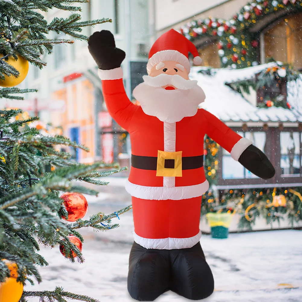 Santa Claus Waving Hand 2.4m Inflate Model Christmas Decoration Glowing Doll Cartoon Giant LED Lamp Party Gifts Outdoor Lawn